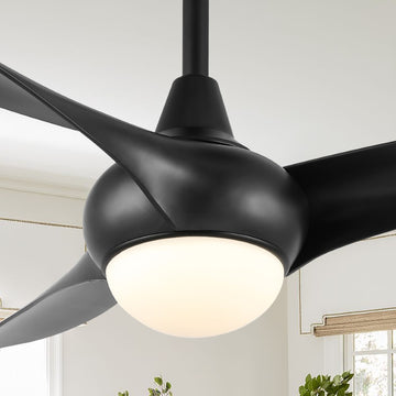 Aviator 52" Coastal Vintage Iron/Plastic Mobile-App/Remote-Controlled 6-Speed Retro Swirl Integrated LED Ceiling Fan - JONATHAN Y